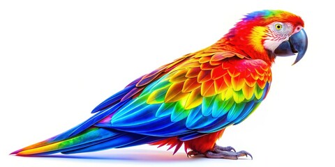 Obraz premium Colorful Macaw Parrot on White Background