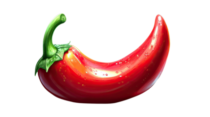 Spicy Red Chili Pepper: A vibrant red chili pepper with a glossy sheen, captured in a close-up shot that highlights its fiery color and delicate stem.