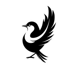 Elegant Black Bird Silhouette: Vector Graphic Design, Nature Wildlife Art, Simple Icon, Clean Logo