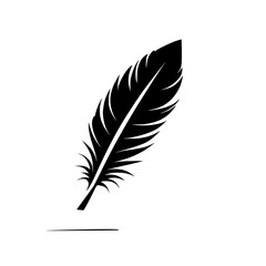 Fototapeta premium Black Feather Pen Silhouette: Elegant Writing Icon, Simple Minimalist Design, Vector Graphic, Vintage Style Illustration, Perfect for Logo or Symbol