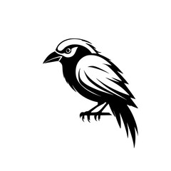 Elegant Bird Silhouette: Black and White Sparrow Vector Graphic