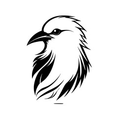 Elegant Crow Bird Vector Illustration: Black and White Minimalist Design