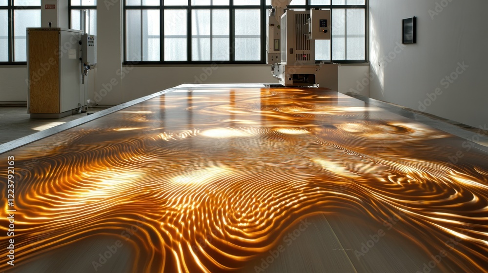 Poster a cnc plasma cutting machine creating precise patterns on a steel sheet.