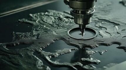 Naklejka premium A CNC plasma cutting machine creating precise patterns on a steel sheet.