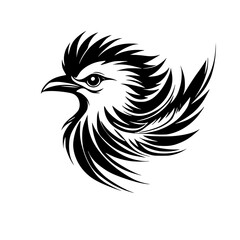 Obraz premium Abstract Bird: Black and White Avian Vector Graphic, Elegant Feather Design, Perfect for Logo or Tattoo