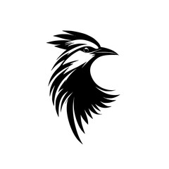 Fototapeta premium Stylized Bird Vector Illustration: Black and White Avian Design, Perfect for Logos and Graphic Projects