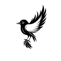 Elegant Black and White Bird Silhouette: A Stunning Avian Vector Illustration