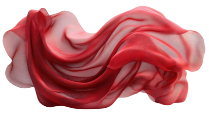 Crimson Drape: Abstract image of flowing red fabric, creating swirling patterns and dynamic textures. The rich crimson color suggests elegance, passion and movement. 