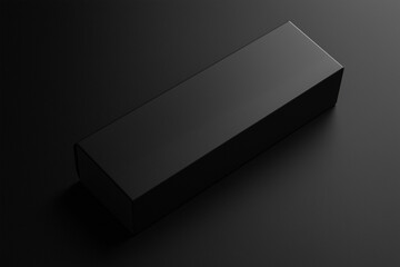 A sleek black box mockup displayed on a minimalist background, perfect for showcasing branding or product packaging.