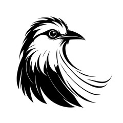 Obraz premium Elegant Bird Profile: Black and White Avian Vector Art. A stylish graphic design featuring detailed feathers and a monochrome aesthetic. Perfect for nature lovers and design enthusiasts.