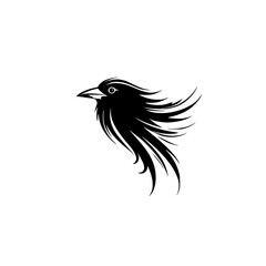 Stylized Black Bird Silhouette: Vector Graphic of a Raven in Flight