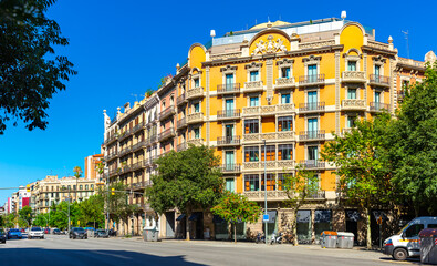 Eixample district - most beautiful area of Barcelona. Spain