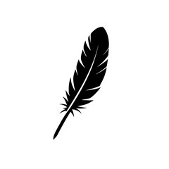 Obraz premium Elegant Black Feather Quill Pen Icon: Simple Vector Graphic Design Element