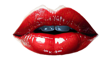 Luscious Red Lips: Close-up shot of seductive, glossy red lips.  The intense color and shine create a visually captivating image.