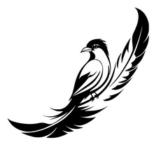 Obraz premium Elegant Bird Silhouette on a Feather: A Stunning Vector Graphic Design. Perfect for nature lovers and art enthusiasts. Download this high-quality image for your projects.