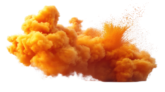 Orange Explosion:  A vibrant burst of orange powder erupts in a cloud of vibrant color, capturing the energy and intensity of motion.