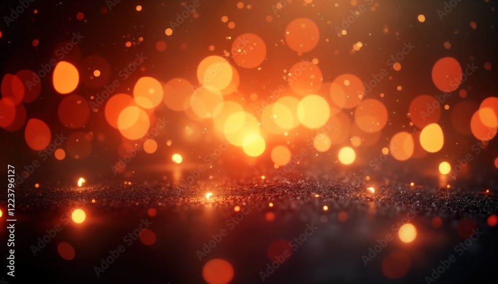 Aufkleber blurred lights create gold, red sparkle background. bokeh effect. party celebration atmosphere. glit