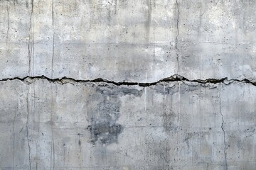 Obraz premium Cracked concrete wall showcasing structural damage and wear, ideal for construction and repair themes