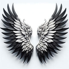 Obraz premium editable wings vector, wings angle, black and white, hawk wings, eagle wings, bird wing, feather, isolated background, 