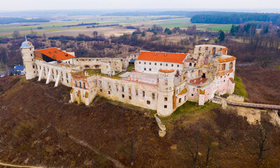 Aerial view of ruined castle complex in Janowiec, Poland © JackF