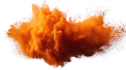 Orange Powder Explosion: A vibrant, dynamic explosion of orange powder captured in mid-air. The burst of color creates a striking visual, suggesting energy, creativity, and movement.  