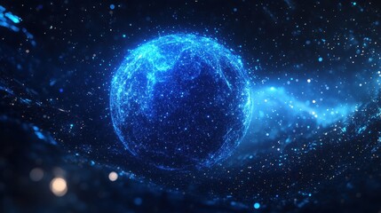 Obraz premium Glowing Blue Digital Sphere In Cosmic Space