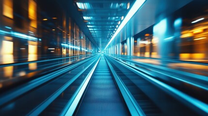 Fototapeta premium Moving Walkway In A Modern Illuminated Passage