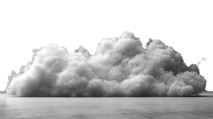 Cloud Formation on Ground: A dramatic, grayscale image depicting a massive, textured cloud formation seemingly resting on a flat surface.