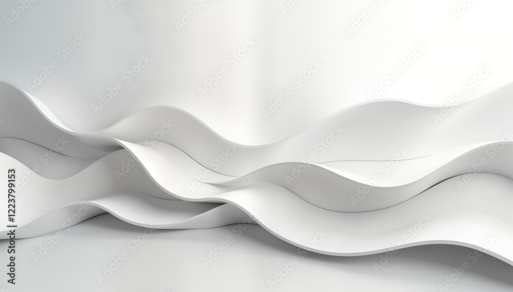 Poster abstract white, gray design. modern geometric shapes create smooth wave forms. futuristic, minimal a