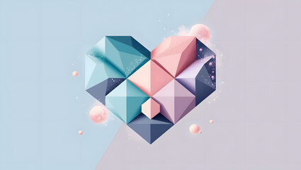 Geometric Heart: A Modern Romance in Teal and Blush