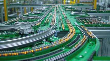 A servo motor assembly line showcasing neat organization and precision parts.