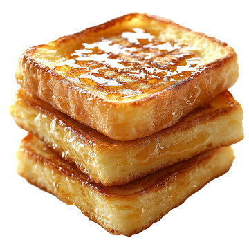 Delicious Golden French Toast Stack Honey Drizzle eat food cafe meal isolated on transparent or white background, png