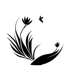 Elegant Black and White Floral Design: A Minimalist Botanical Illustration