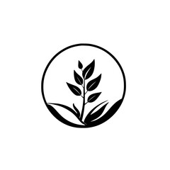 Obraz premium Elegant Plant Illustration: Black and White Botanical Design, Nature Symbol, Eco-Friendly Graphic