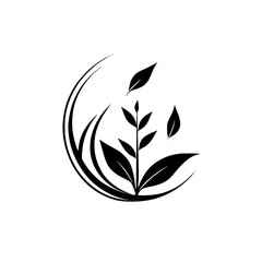 Obraz premium Elegant Plant Illustration: Minimalist Black and White Floral Design. Perfect for Nature-Inspired Logos, Branding, and Decor.