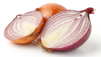 Red and Yellow Onions Halved
