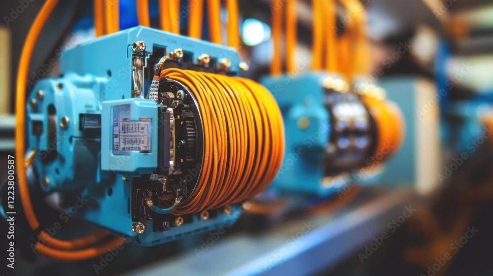 Poster a servo motor with exposed wiring and connections in a controlled lab setup.