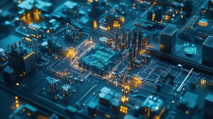 Obraz premium IoT in energy represented by smart grids glowing with real-time analytics.