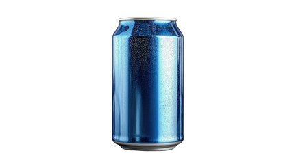 Sleek Blue Aluminum Can: A tall, cylindrical aluminum can, gleaming with a vibrant blue metallic finish, stands against a clean backdrop.  Its smooth, reflective surface catches the light.