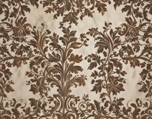 classic damask motif with scrolling leaves and vines , vines, art