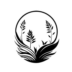 Fototapeta premium Serene Mountain Landscape: Minimalist Black and White Nature Art Print
