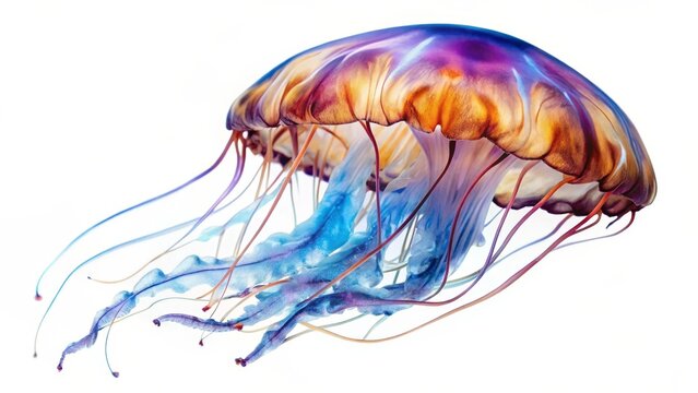 Colorful Jellyfish on White Background