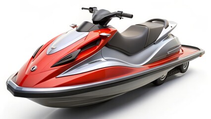 Naklejka premium Red and Silver Jet Ski on Wheels