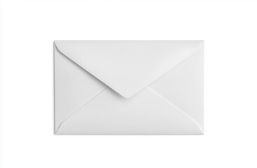 Studio shot of a closed white envelope lying on a white background, conveying a sense of anticipation and mystery about its unseen contents