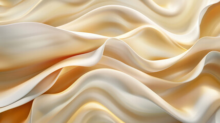 Fototapeta premium Soft flowing fabric in warm tones creates serene and elegant atmosphere. gentle waves and smooth texture evoke sense of calm and sophistication