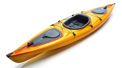 Yellow Kayak on White Background
