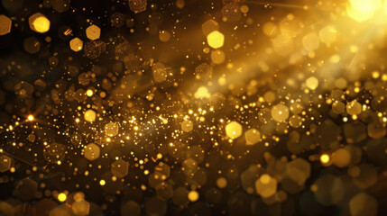 Golden bokeh background with sparkling lights and shimmering effects, creating festive and luxurious atmosphere. Perfect for celebrations and special occasions