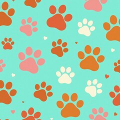 Fototapeta premium Simple yet cute dog paw shape seamless pattern, vector illustration,