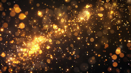 Golden bokeh lights create magical and festive atmosphere, perfect for celebrations and special occasions. shimmering effect adds elegance and charm to any design