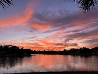 sunset over the lake